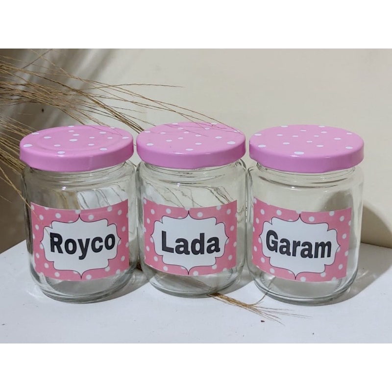  Toples  bumbu  dapur bahan kaca  ukuran kecil 1 set isi 