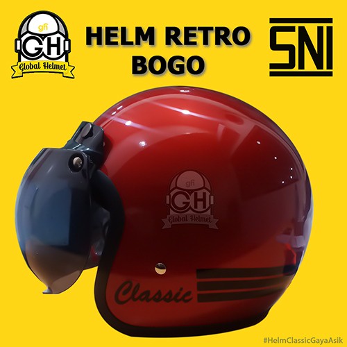 Helm Bogo Classic Helm Wanita Dewasa Warna Terkini Retro SNI Helm Arc Helm Jadul