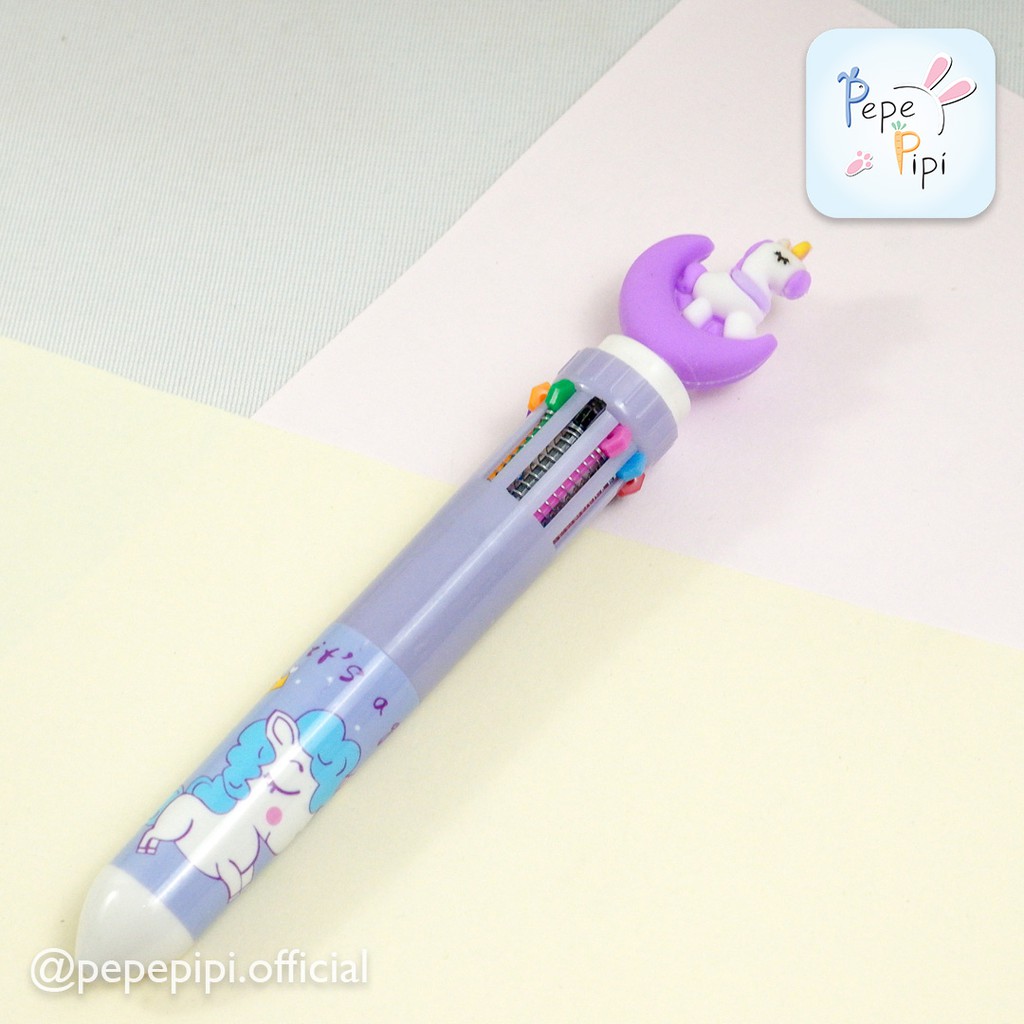 Pena Unicorn 10 Warna Pen Bolpen Pulpen Gelpen Karakter Murah Lucu