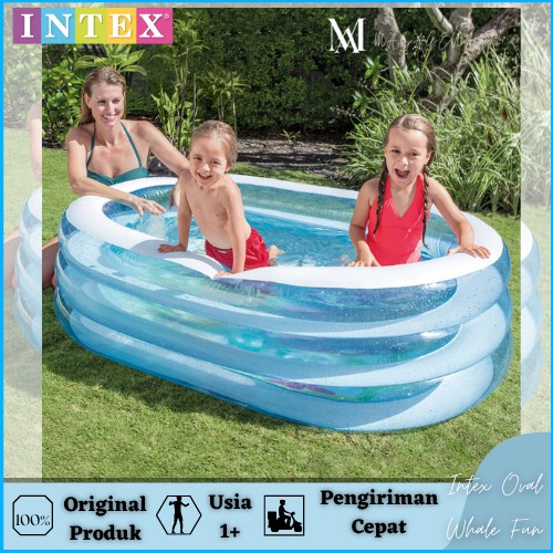 Kolam Tempat Renang Berenang Karet Anak Anak Oval Jumbo Besar Pompa Tiup Portable Intex Pool Murah