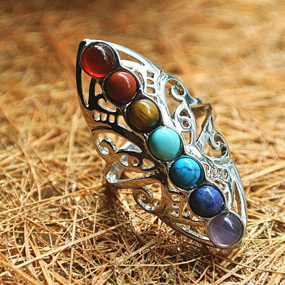 Cincin Permata LILY Reiki Jempol Baru Adjustable Healing Hollow Stone