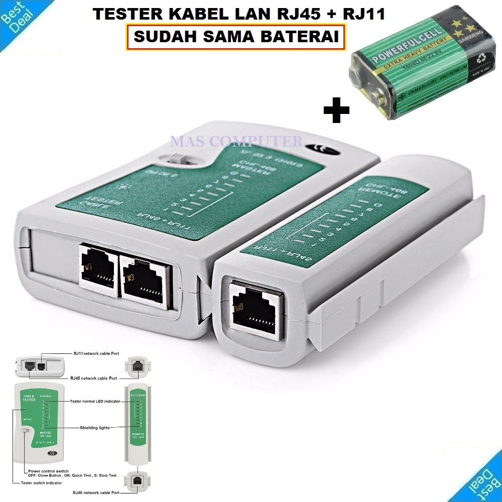 M-TECH Lan Tester / Tester Kabel UTP / Tester Kabel Lan / Tester Kabel Internet / Lan Tester kabel u
