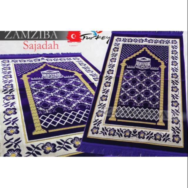 Sajadah Turki Turky Tebal Halus Ukuran 70x110cm Sejadah Premium Perlengkapan Sholat Pakaian Muslim Zamziba