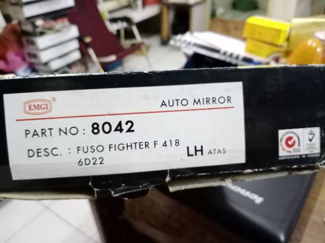 KACA SPION 8042 FUSO FIGHTER F418 6D22 ATAS KIRI LH MEREK EMGI