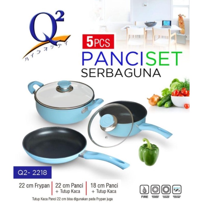 Panci Set Teflon Tutup Kaca Q2 2218