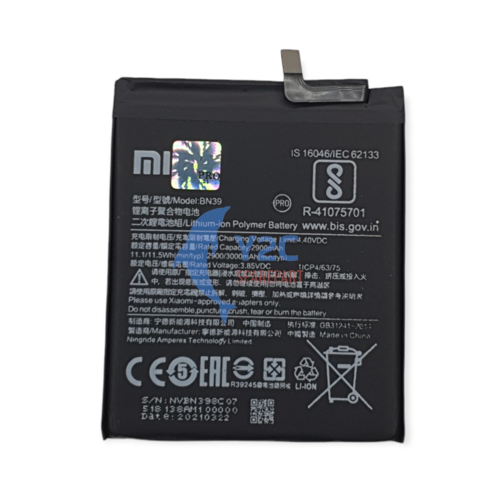 BATERAI XIAOMI MI PLAY /BN39 ORIGINAL OEM / BATREI BATRAI BATRE BATERE