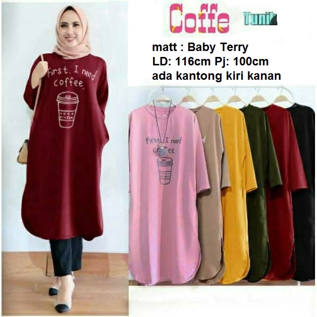 TUNIK COFFEE | ADA KANTONG KIRI KANAN - BIG SIZE