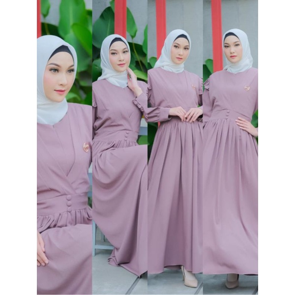 #FREE BROS# Gamis Hinan itycrepe premium original viola hijab/ Dress premium ori viola Set itycrepe 