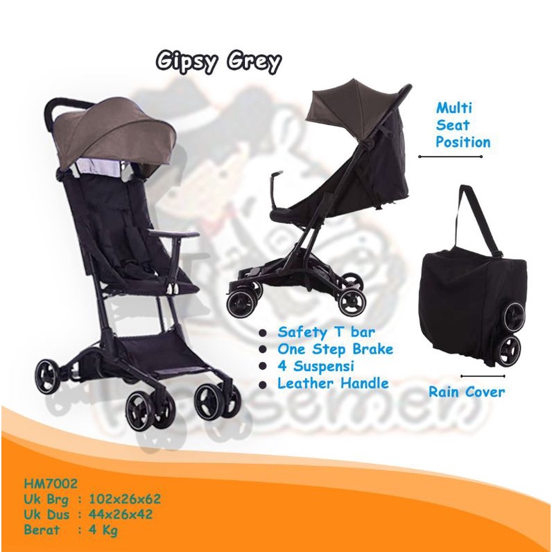 Stoller Cabin Size Kabin Pesawat Lipat Kecil HM7002 Mustang Stroller Travelling Bayi Baby Kereta Dor