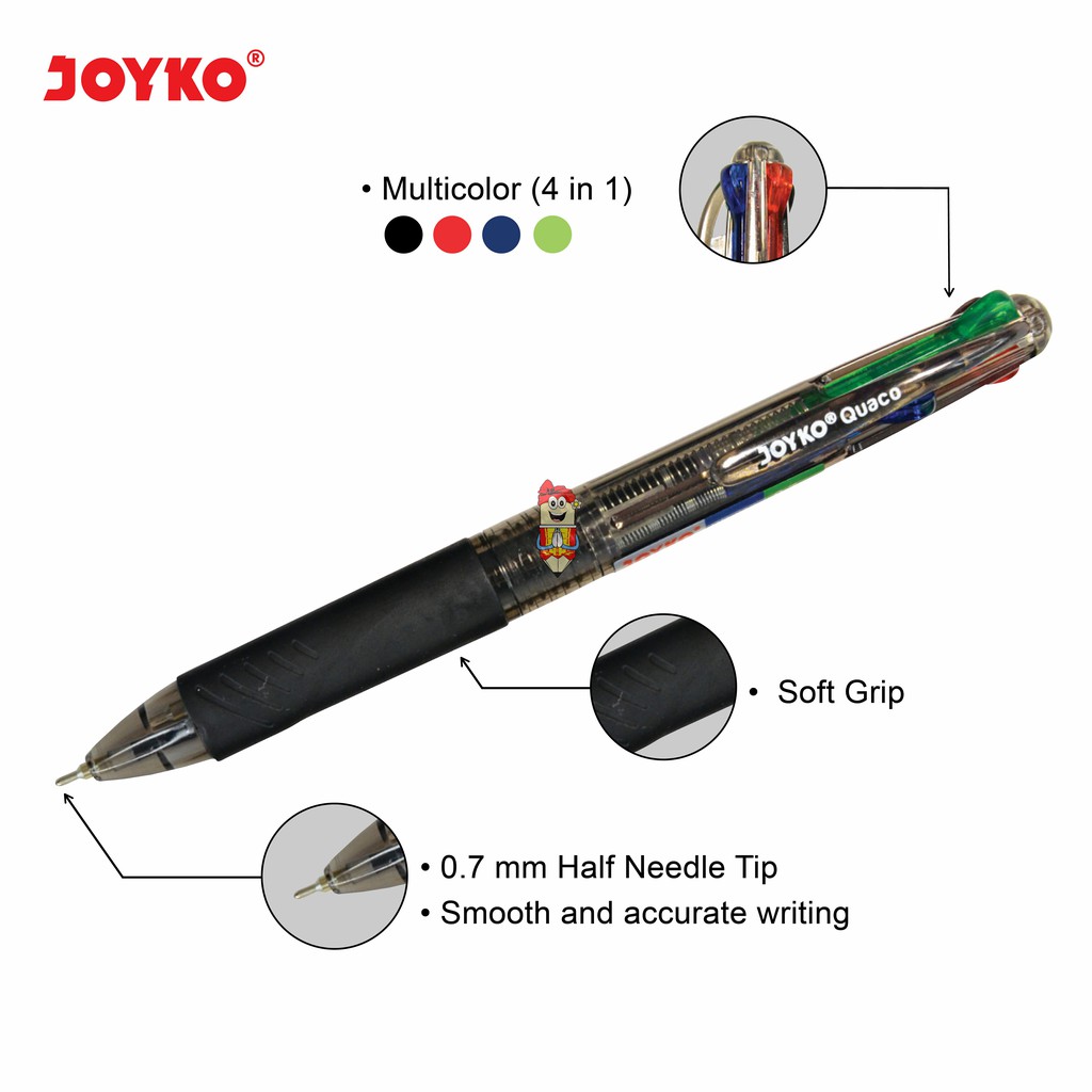 

Ball Pen / Pulpen / Pena Joyko BP-213 / Quaco/ 0.7 mm/ 4 Warna/ Colors