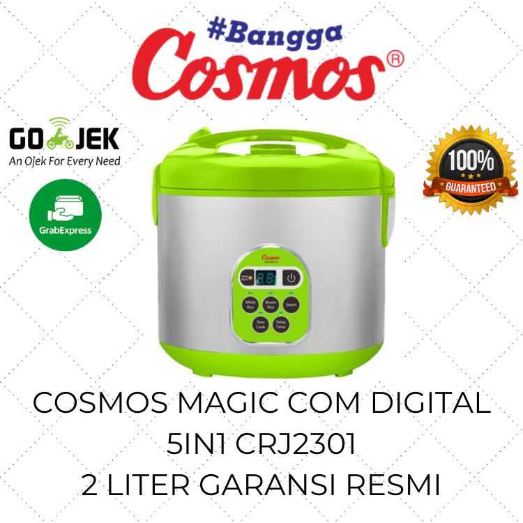 Cosmos Magic Com 5in1 Digital 2 Liter CRJ 2301D / Rice Cooker Besar / Mejikom Hijau Murah / Mejicom 