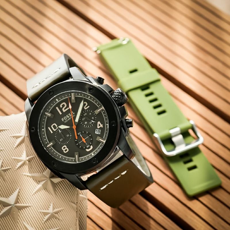 Jam Tangan Pria Merk Fossil Original Leathers Free Strap Cadangan