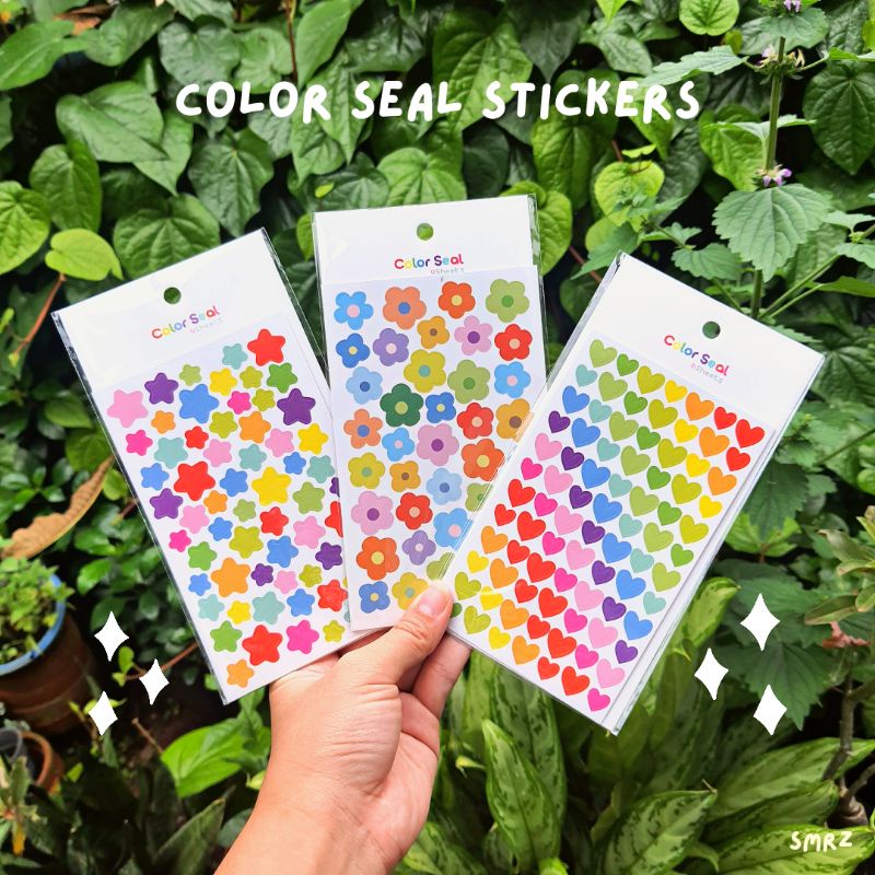 

Color Seal Stickers - Stiker Shape Bentuk Love / Bunga / Bintang untuk Jurnal