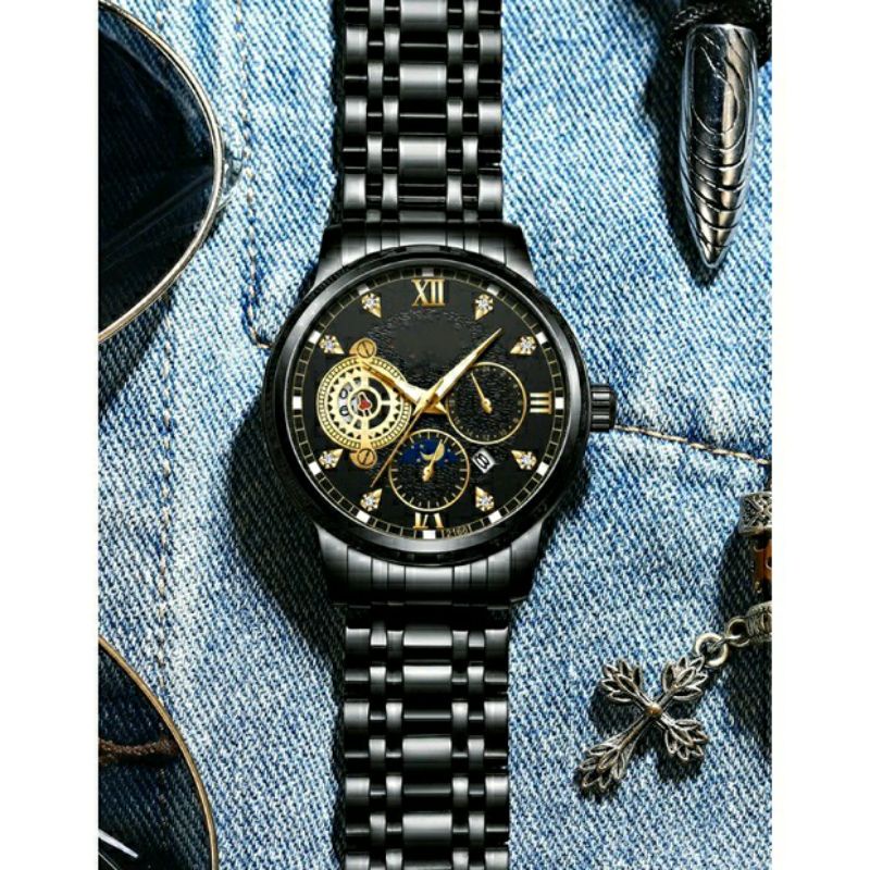 (COD) Jam Tangan Pria Stainless Steel FINITE Original Anti Air Luxury Casual With Calender Waterproof