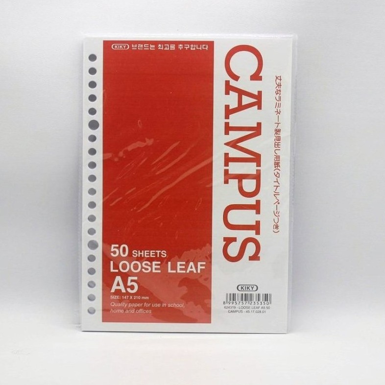 

ISI BINDER - Kiky Loose Leaf Campus A5 50 Lembar
