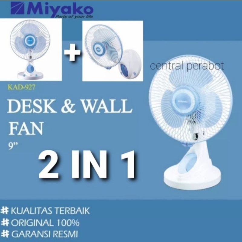 kipas angin miyako 2in1 tipe KAD 927B/kipas angin meja dinding miyako/desk fan miyako