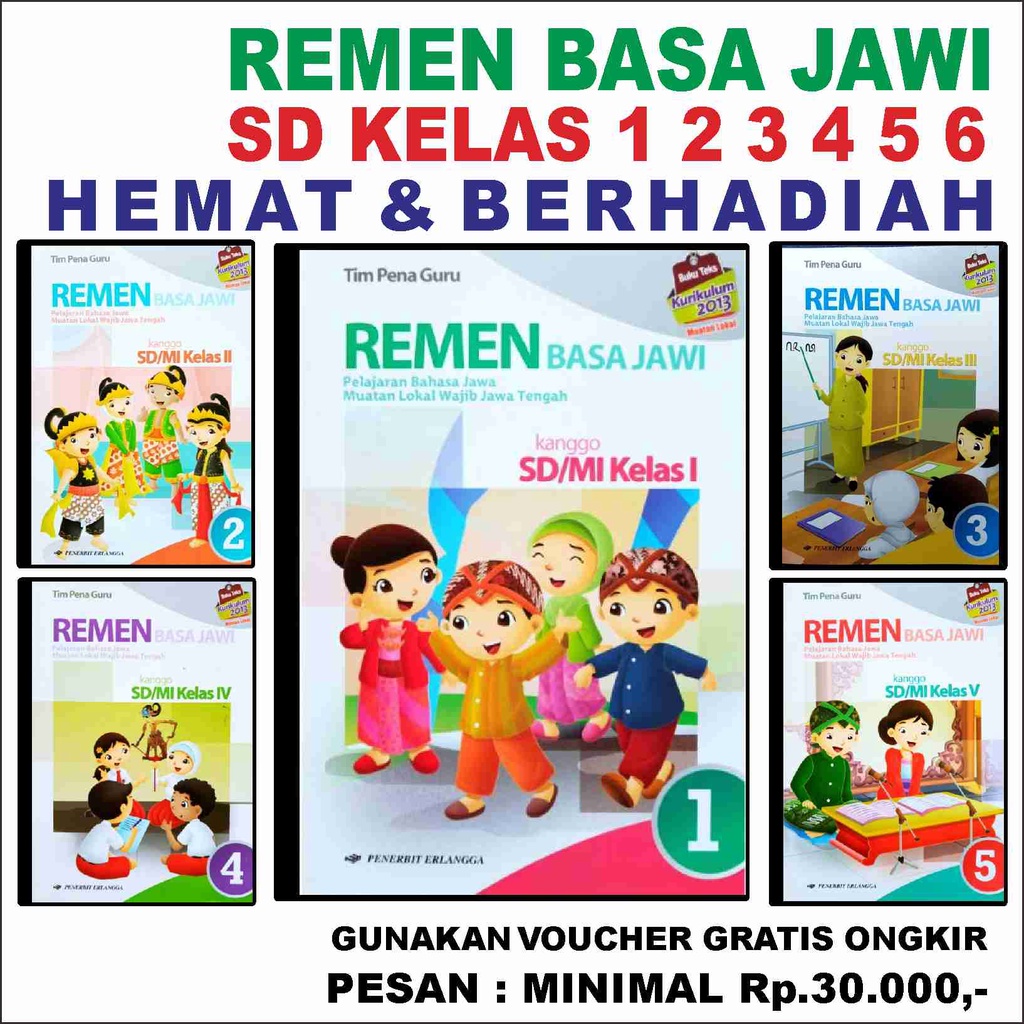 Jijxevv BUKU REMEN BASA JAWI SD KELAS 1 2 3 4 5 6 Kuriulum K13 & K21 2023 KURIKULUM MERDEKA  HEMAT *