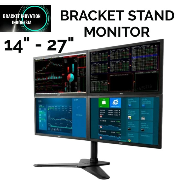 BRACKET MEJA BREKET MEJA 4 MONITOR 14-27 INCI