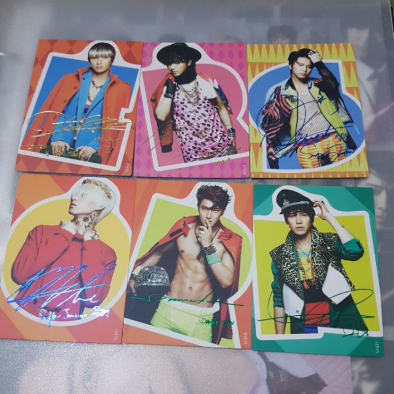 Super Junior Star Card PC Rare Hot Stamp Signature Leeteuk, Eunhyuk, Siwon, Yesung, Kyuhyun Shindong