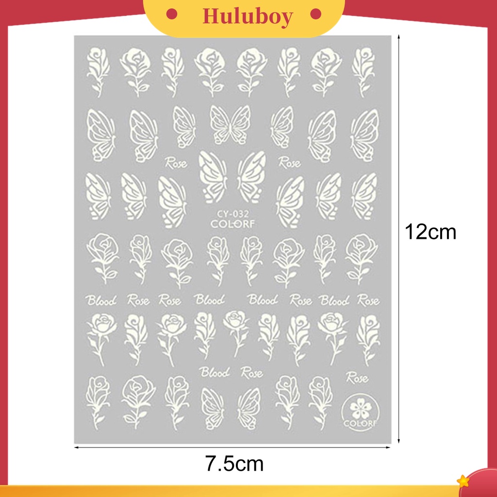 Huluboy Huluboy♡ 1 Lembar Stiker Kuku 3D Luminous Glow In The Dark Untuk Manicure