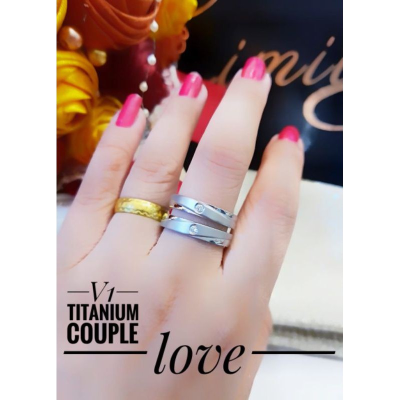 Titanium cincin couple permata bk321