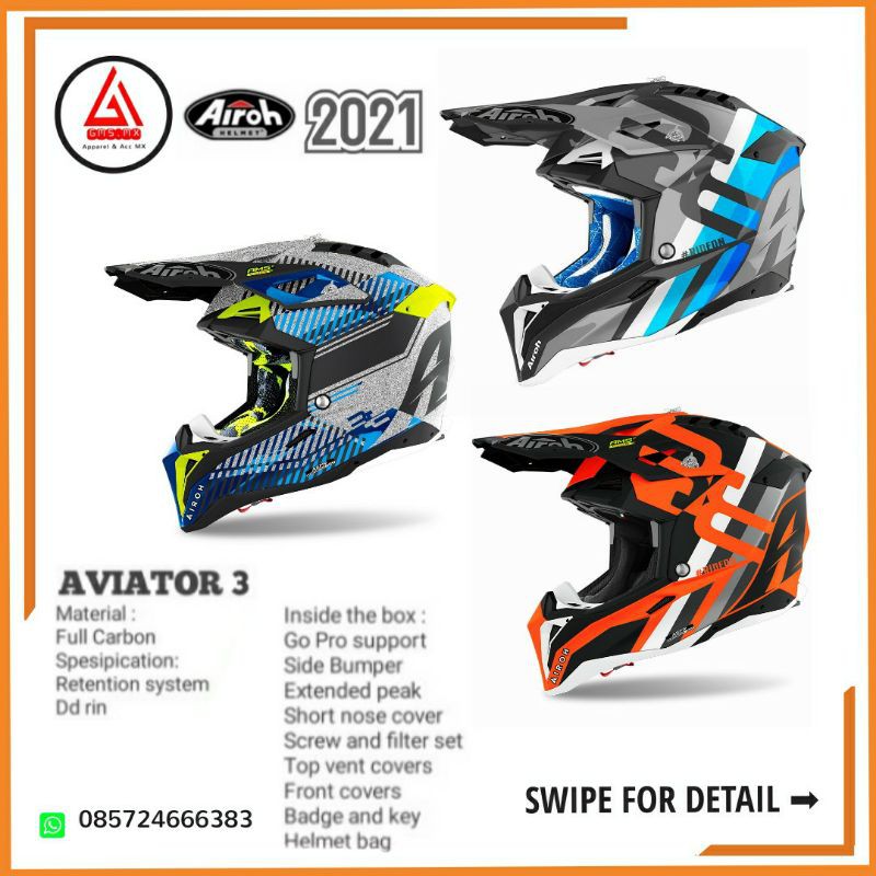 HELM AIROH AVIATOR 3 RAINBOW, HELM TRAIL AIROH AVIATOR 3, HELM CROSS AIROH