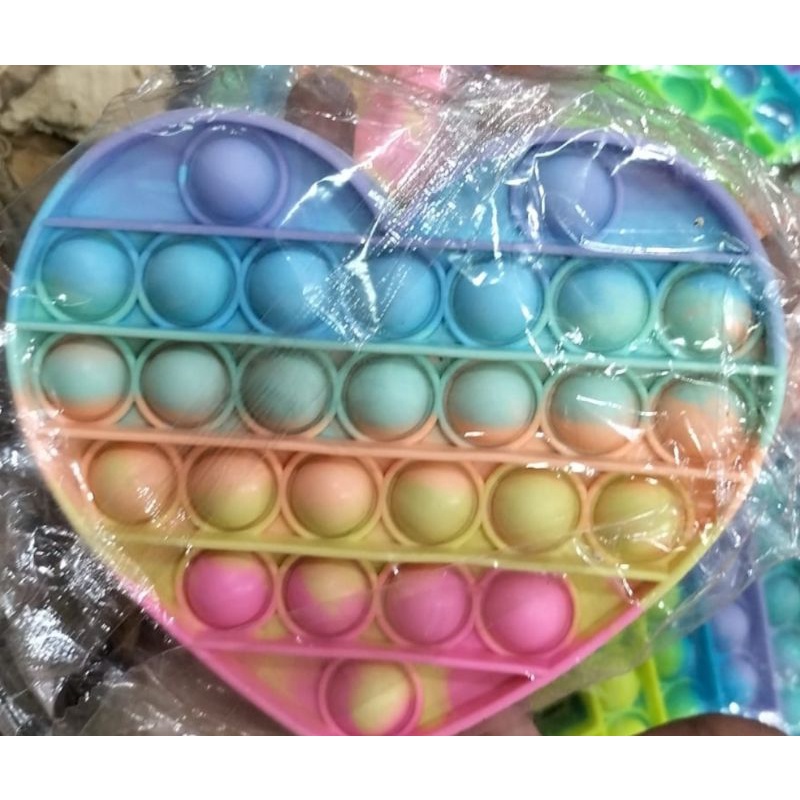 (TERBARU) POP IT SERI PASTEL KARAKTER POP IT RAINBOW PASTEL MURAH KARAKTER-Love
