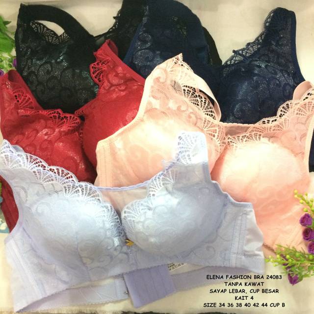 Bra | Bh Elena 24083C Big Cup | Bh Sayap Lebar Renda Brokat Tanpa Kawat Busa Sedang Kait 4