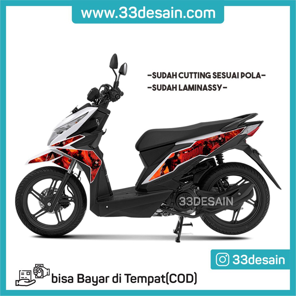 Aksesoris Stiker Motor Sticker Striping Motor Beat 2016 2019 Dare Devil 37 33Desain Shopee Indonesia