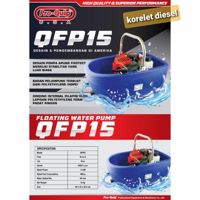 Pompa apung proquip QFP15 /FLOATING PUMP "termurah"