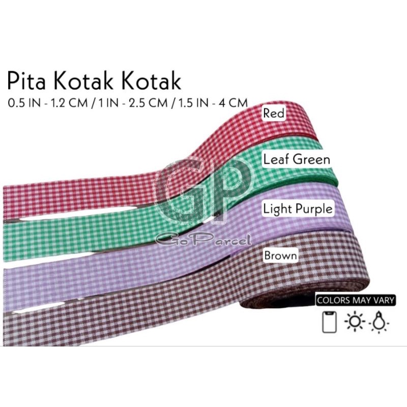 ( 3 Meter ) PLAID RIBBON - PITA KAIN KOTAK KOTAK 0.5 / 1 IN / 1.5 INCH MERAH KUNING HIJAU BIRU UNGU 1.25 CM / 2.5 CM / 4 CM DEKOR HIASAN KADO HAMPERS PARCEL HADIAH DEKORASI DEKOR KADO