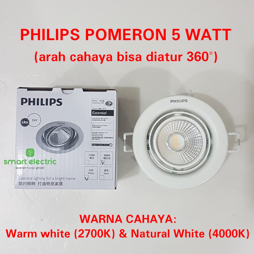 Philips Pomeron 5 Watt Spot Light Lampu Sorot Downlight LED Bagus