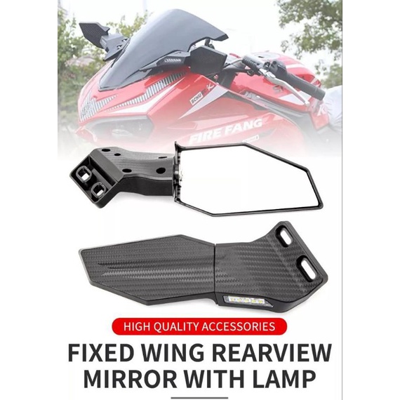 KACA SPION WINGLET CARBON KARBON NEW PLUS LAMPU LED SEIN SEN ZX10R NINJA 250FI CBR250 CBR150 R15 R25 XMAX NMAX PCX AEROX DLL