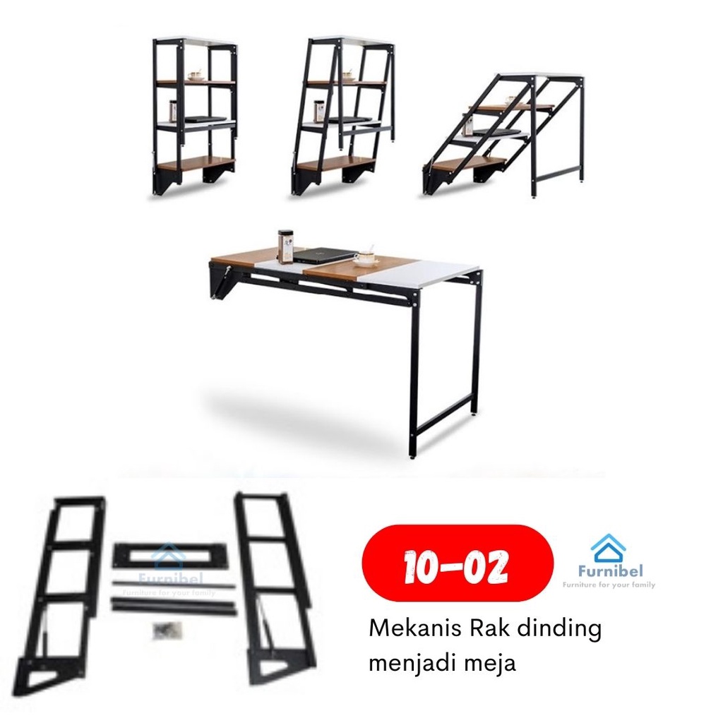 mekanis 10-02 Wall Shelf table mechanism, rak multifungsi, meja makan lipat, hanya mekanisnya saja