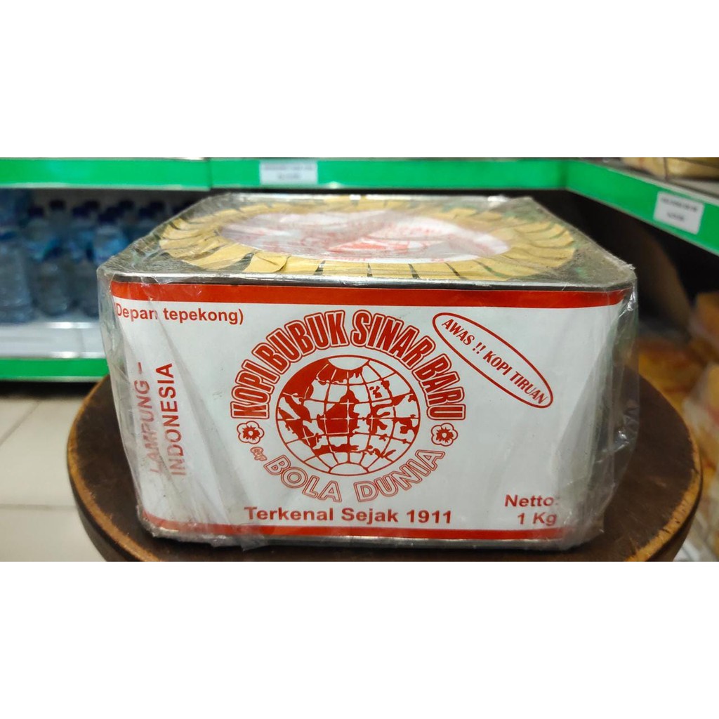 KOPI BUBUK SINAR BARU CAP BOLA DUNIA ASLI LAMPUNG KEMASAN KALENG 1 KG