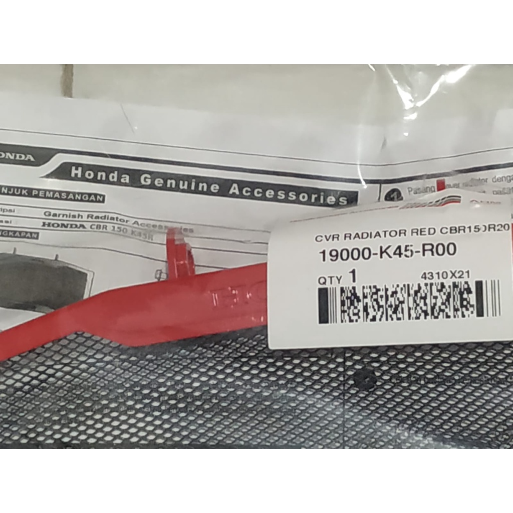 Cover Radiator Original Motor Honda CBR 150R Seri K45