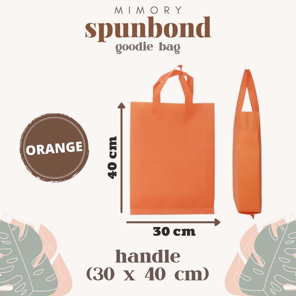 

TAS SPUNBOND 30x40 cm HANDLE -ORANGE- /GoodieBag/Ultah/Tas Belanja/Tas Sablon