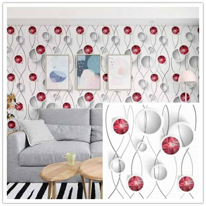 Wallpaper Sticker Dinding Motif Wave Bulat Ungu Panjang 10Meter x Lebar 45cm