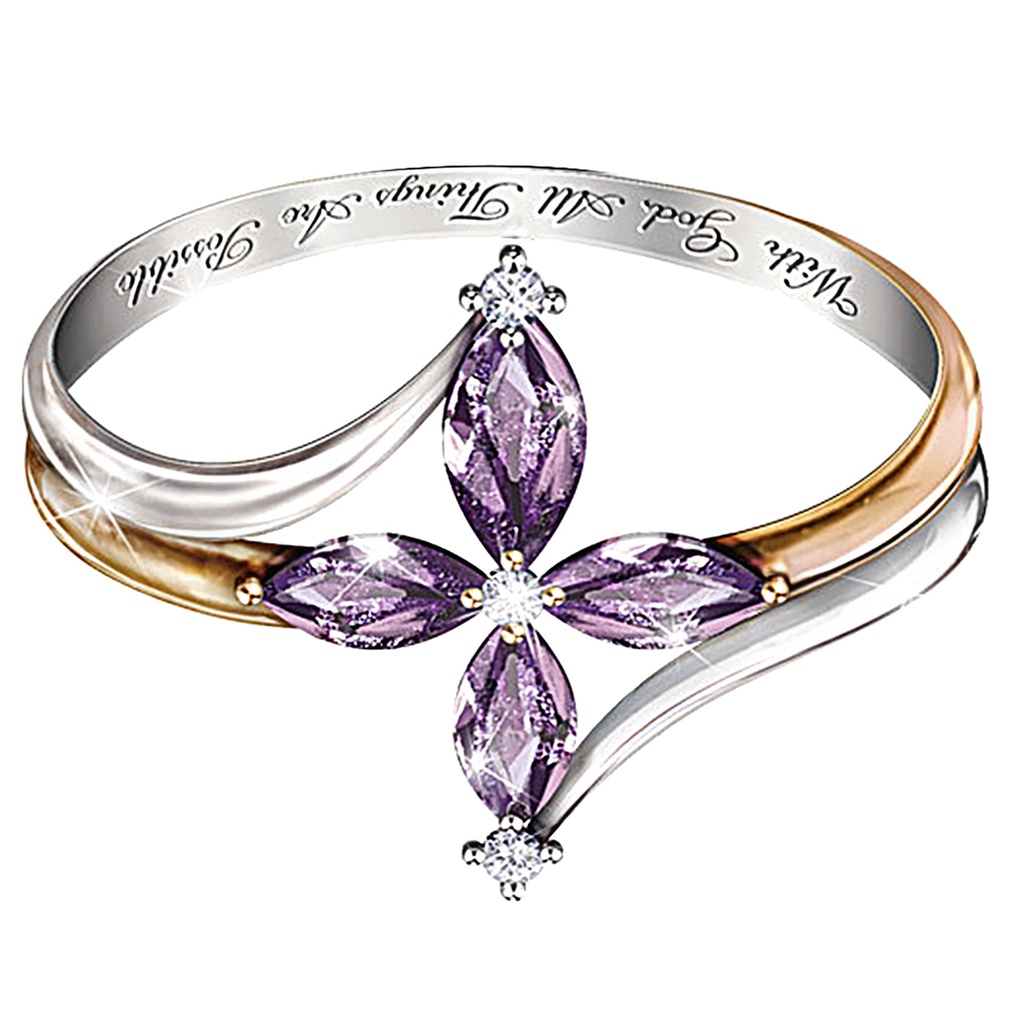 Hu Hu Hu Hu Hu Alat Bantu Pasang Kacamata♡ Cincin Wanita Bahan Tembaga Hias Amethyst Imitasi Warna Ganda Untuk Hadiah Valentinepesta