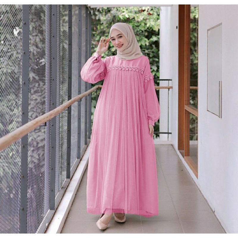 Zoya Baju Gamis  remaja Wanita Kondangan  ukuran  M L XL   LD  100   105   110  cocok untuk seragam nikahan