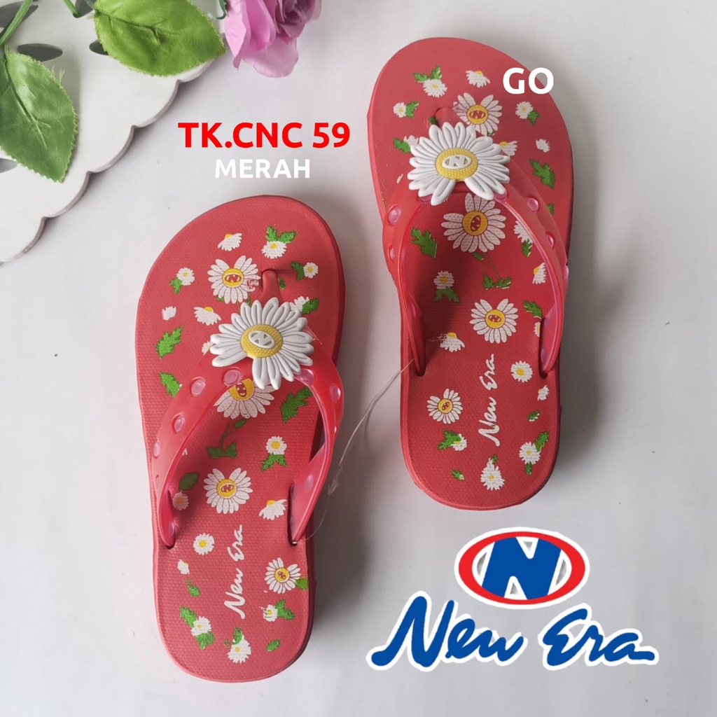 gof NEW ERA TK CNC 59 SUN Sandal Anak Perempuan Japit Bunga Matahari Sandal Karet Ringan Anti Slip Original