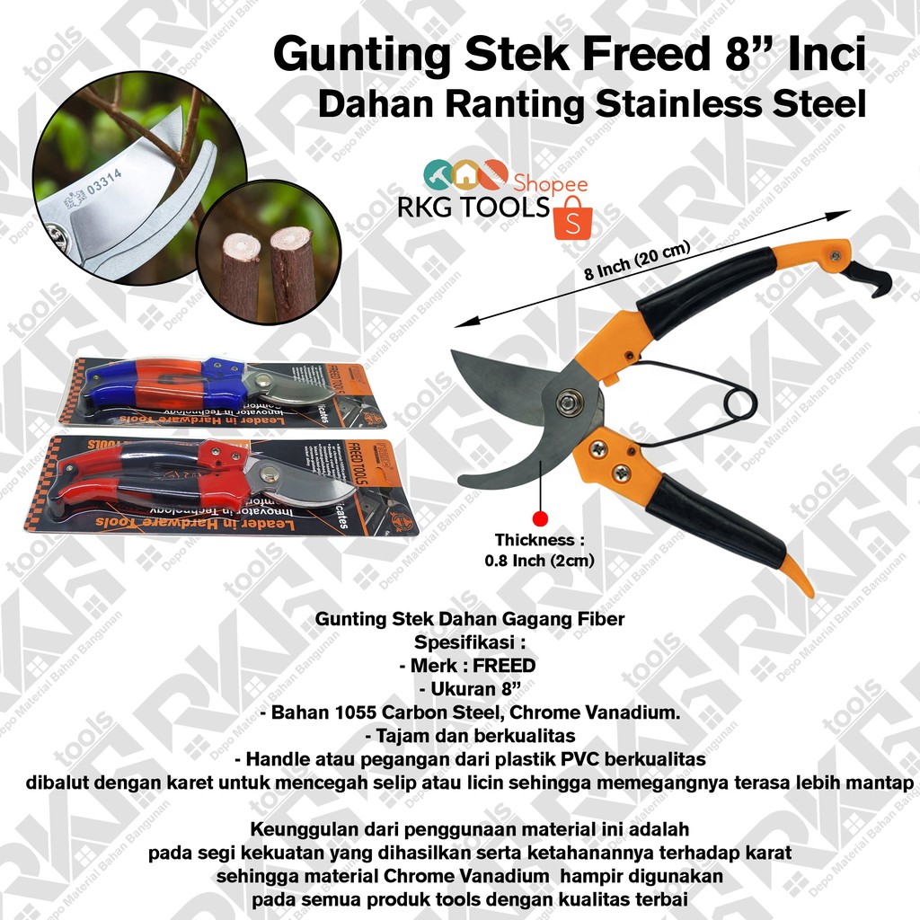 Gunting Stek Freed 8&quot; Inci l Dahan Ranting Stainless Steel