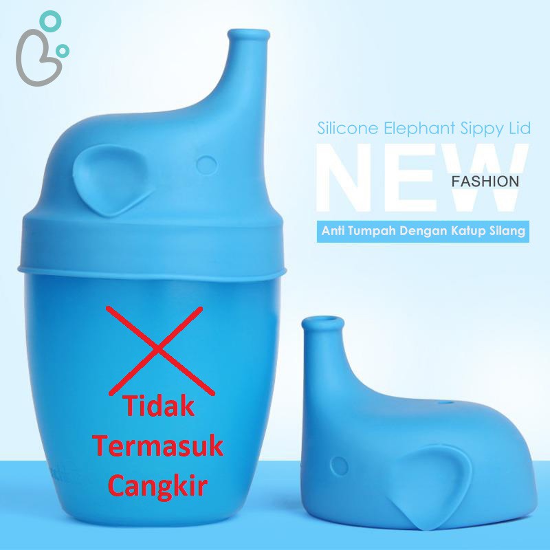 BabyQlo Elephant Sippy Lid Tutup Cangkir dan Botol Bentuk Gajah Silicone