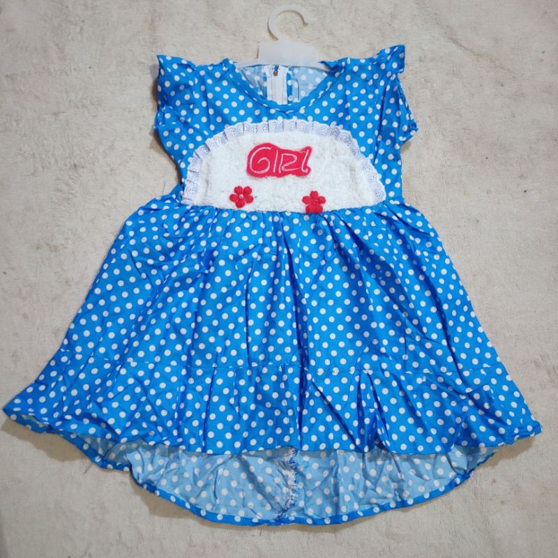 Dress anak 1 2 tahun polkadot polka tutul Fatonah Shop princess long bulu ( Dress princess Long polka)