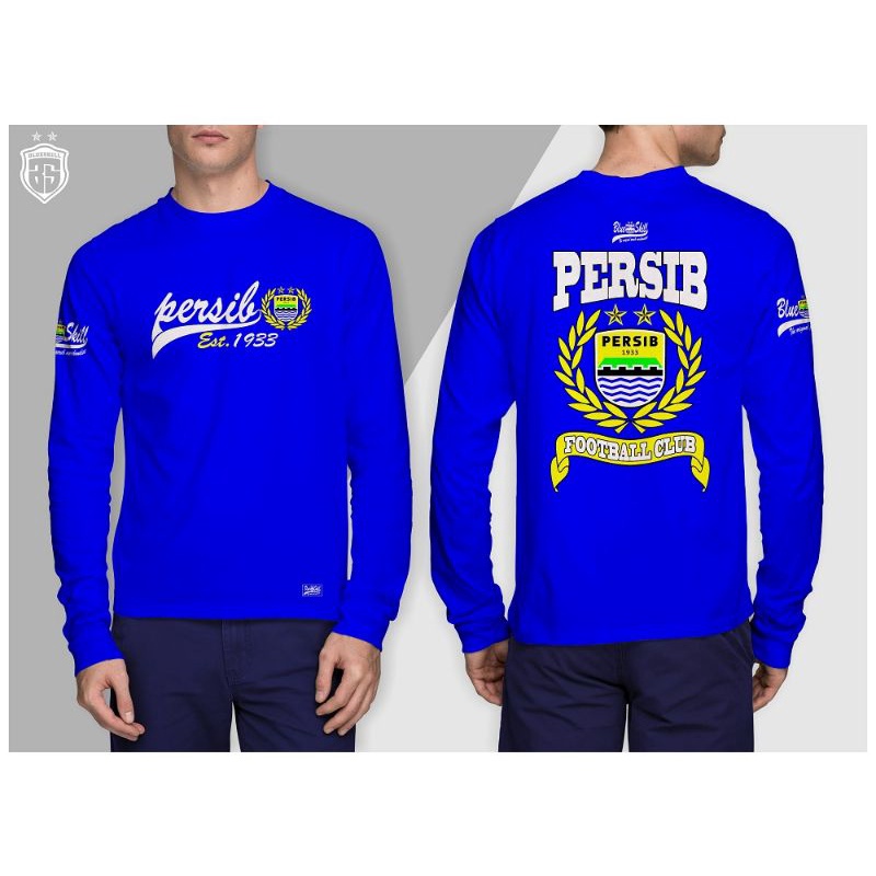 Kaos persib panjang persib est 1933 pria &amp; wanita / pakaian dewasa / atasan dewasa / baju tangan panjang dewasa / kaos panjang originalblueskill