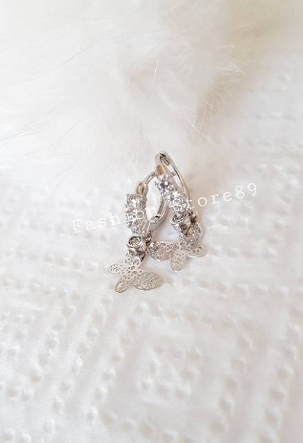 Anting jurai import buterfly perhiasan emas putih anting jurai xuping bestseller cantik siap kirim