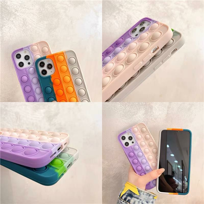 Soft Case Silikon Desain Tiktok Pop Unzip Warna Pelangi Untuk Iphone 7 8 Plus X Xs Max Xr 11 12 Pro Max