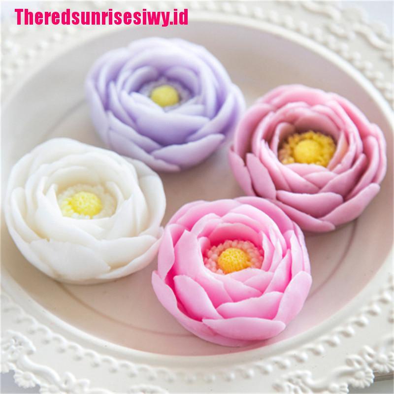 Cetakan Lilin / Sabun Handmade Bentuk Bunga Peony Bahan Silikon Untuk Dekorasi Kue