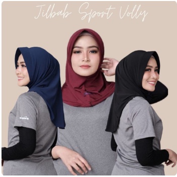 Jilbab Hijab Instan Bergo Sport Hitam Jersey.