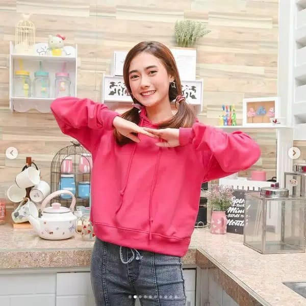 HOODIE CROOPE WANITA SWEATER POLOS OVER SIZE TERBARU-sockingpink
